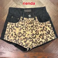 rienda リエンダ レオパード デニム ショートパンツ ヒョウ柄 黒 24
