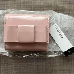 ALTROSE エナメル リボン ボックスコイン 三つ折り財布 ミニ財布 ピンクのサムネイル