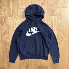 NIKE パーカー ネイビー フェード スウッシュロゴ M ナス紺