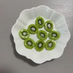 9個　樹脂粘土　キウイ　両面絵柄あり　デコパーツ