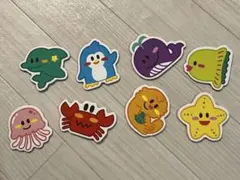 海の生物キャラクター8枚セット