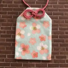 ★お守り袋★ 【桜小町】青緑