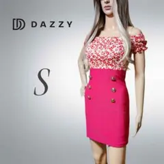 【未使用】フラワーレース スクエアネック オフショル ミニ キャバドレス