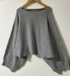 KBF ⭐️ ゆる袖　ドルマン　ニット　プルオーバー　グレー　ウール混