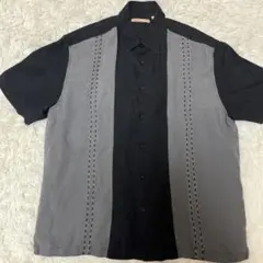 リネン レーヨン キューバシャツ 刺繍デザイン 黒 - メルカリ