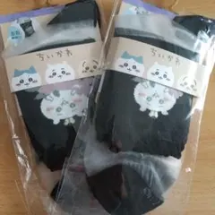 ちいかわ 薄手クルーソックス シアーブラック 2足セット