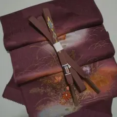 和装小物 落ちついた紫の濃淡に水色と紫、シルバーの刺繍入り帯揚げ帯締めセット