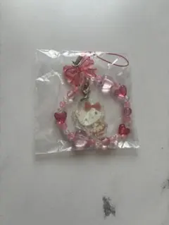 サンリオ　きらきらビーズチャームストラップ　ハローキティ