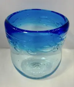 昭和レトロ 気泡ガラス ブルーグラス 琉球ガラス 小鉢 ロックグラス
