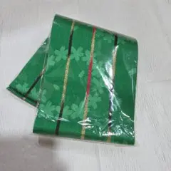 緑色 半幅帯 桜模様 ストライプ