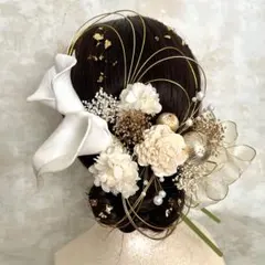 【残り3点】11 髪飾り 成人式 振袖 卒業式 袴 ホワイト ゴールド 水引き