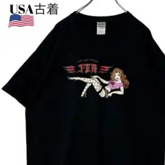 00sUSA古着カーイベントTシャツ 黒XL ピンナップガール ブラックtシャツのサムネイル