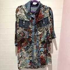 ペイズリー柄五分袖シャツ