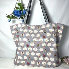 エコバッグ　トートバッグ　サブバッグ　ポップコーン柄　猫柄　ハンドメイド