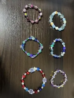 ガラスビーズブレスレット6個セット ハンドメイド