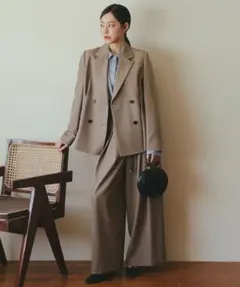 SALE中【COCO DEAL】合皮デザインベルト付きタックパンツ