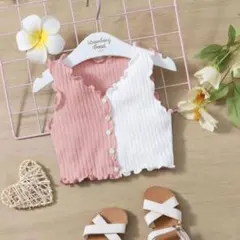 キッズ サマーニットノースリーブタンクトップ ツートン6Y 120前後位