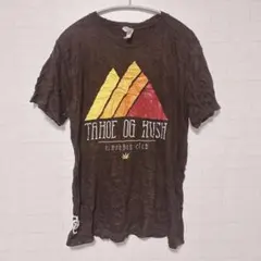 キャンバス 半袖Tシャツ クルーネック半袖 プリント M 茶 綿 デイリー