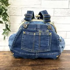がま口バッグ　デニムリメイク
