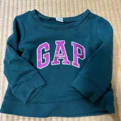 GAP ダークグリーン ロゴ入り長袖 12-18ヶ月　裏起毛