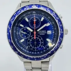 時計 SEIKO セイコー クロノグラフ 7T92-0DW0 青文字盤 - メルカリ
