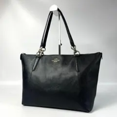 良品 COACH コーチ トートバッグ 黒 レザー 79608 大容量 A4収納