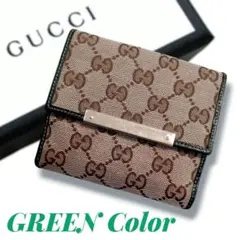 ☆希少カラー☆ GUCCI 二つ折り財布 GGキャンバス ロゴプレートのサムネイル