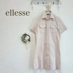 ellesse シャツワンピース　半袖　ストライプ柄 ピンクベージュのサムネイル