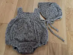 H*o様 nunubiel 小花柄コーデュロイロンパース ボンネット 2点セット