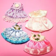 ミキマキ★素敵なサテン系ワンピースドレス　なかよし幼稚園お友達の洋服4着セット