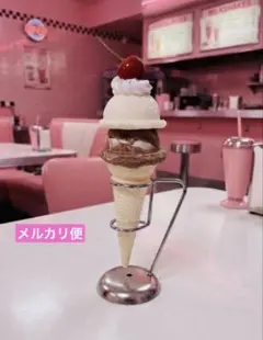 バニラ＆チョコマーブルの2段アイス　食品サンプル　フェイクフード　撮影小物