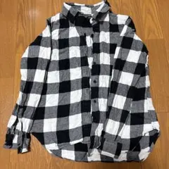 チェック柄長袖シャツ ブラック・ホワイト　UNIQLO