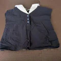 ハンドメイドセーラー襟 半袖カジュアルトップス 黒と白