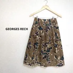 ジョルジュレッシュ フレアスカート 花柄 ブラウン系 薄手コーデュロイ Ｓのサムネイル