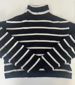 ザラキッズ　ボーダー　リブニット　タートルネック