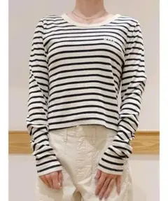 新品未使用 タグ付きGap 長袖Tシャツ ロゴ クルーネック ボーダー