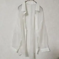 Gleeful ホワイト シースルー 長袖シャツ Lサイズ