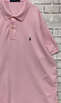 ラルフローレン！ポロシャツ！半袖　ロゴ刺繍 ピンク2XLオーバーサイズ14