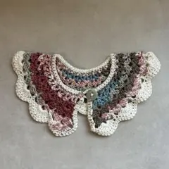 ハンドメイド かぎ編み 2way付け襟　ピンク　ブルー　ブラウン　ホワイト