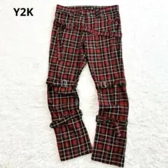 Y2K パンク ロック ボンテージ パンツ タータンチェック ベルテッド 個性派 2026年最新】ボンテージパンツ チェックの人気アイテム - メルカリ