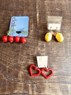 ピアス、イヤリング、3点セット。新品未使用品。昭和レトロ。フルーツアクセサリー。