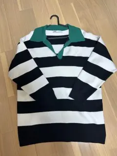 ZARA ボーダー ポロニット セーター M