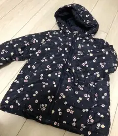 ムージョンジョン　花柄　ネイビー中綿コート