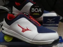 お買い得、　Mizuno BOA ゴルフシューズ ホワイト/ネイビー/レッド