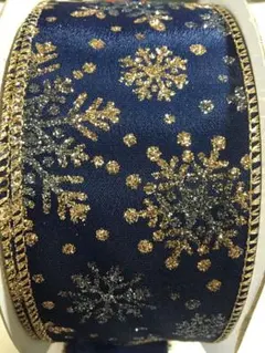 【ワイヤーエッジリボン】 ・スノーフレイクＢ④ ・幅6.3㌢・2m