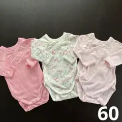 PETIT BATEAU ベビー肌着　3枚セット　サイズ60 女の子　ピンク　花