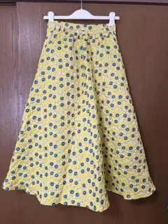 美品！花柄イエローフレアロングスカート