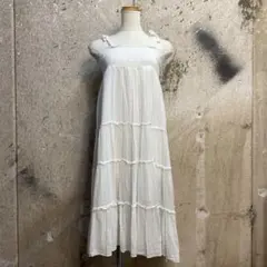 キャミワンピース ホワイト ティアード フェアリーグランジ 森ガール Y2K