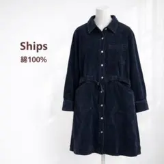 Ships シップス　コーデュロイ ワンピース　綿　ベルト付　膝丈　S相当