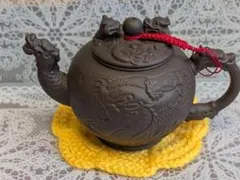 茶道具　朱泥　小急須　龍虎絵